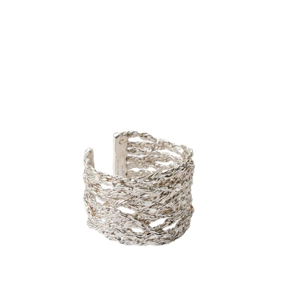 Karine Sultan Womens Silver Plated Rope Chain Look Wide Open Cuff Bracelet OS